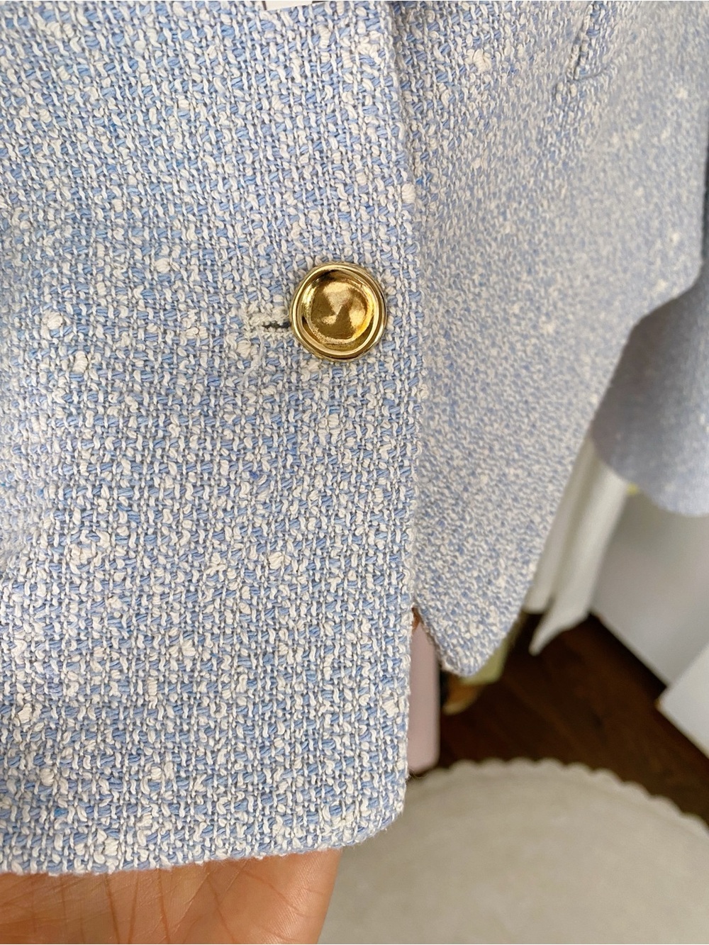 ZARA Light Blue White Tweed Jacket with Gold Buttons! 🩵 - Picture 11 of 15